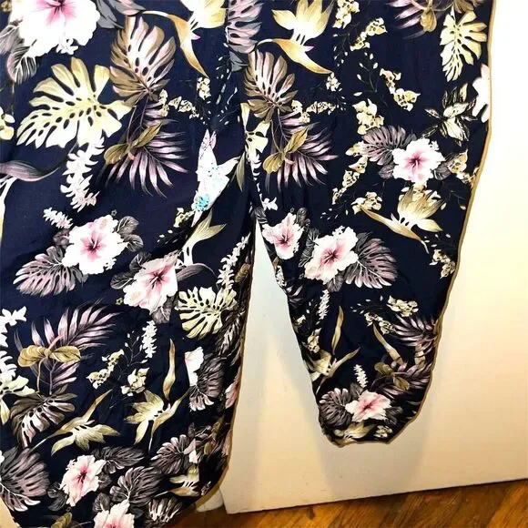 BloomChic Women's Plus Size 18-20 Blue Floral Jumpsuit Romper Casual - Picture 2 of 8